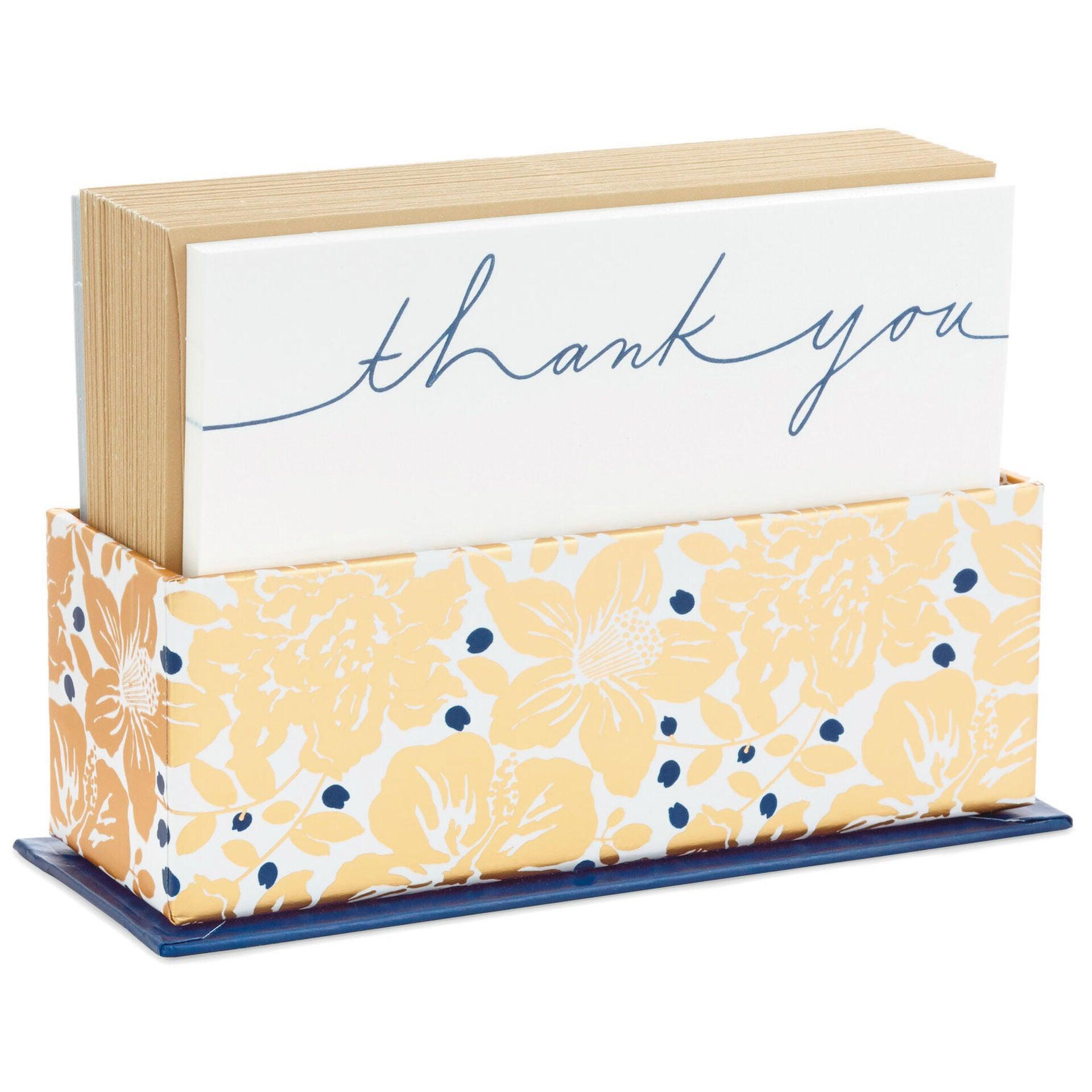 Assorted Thank-You and Blank Flat Note Cards in Floral Caddy, Pack of 40