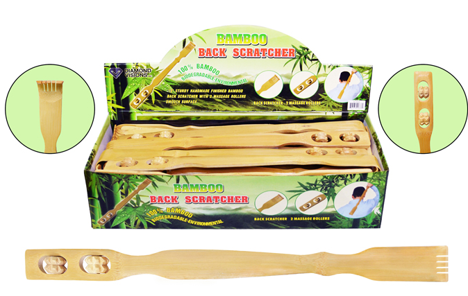 Bamboo Back Scratcher with Massaging Rollers