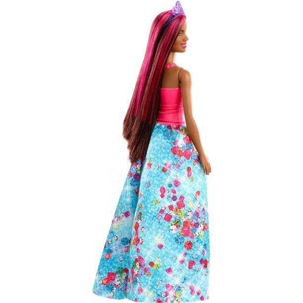 Barbie Dreamtopia Princess Doll, 12-Inch, Brunette With Pink Hair Streak