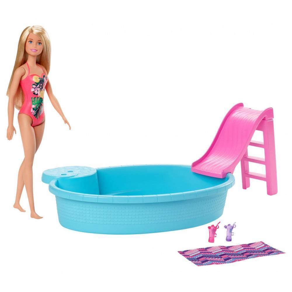 Barbie Estate with Blonde Doll, Pool, Slide & Accessories Doll Playset