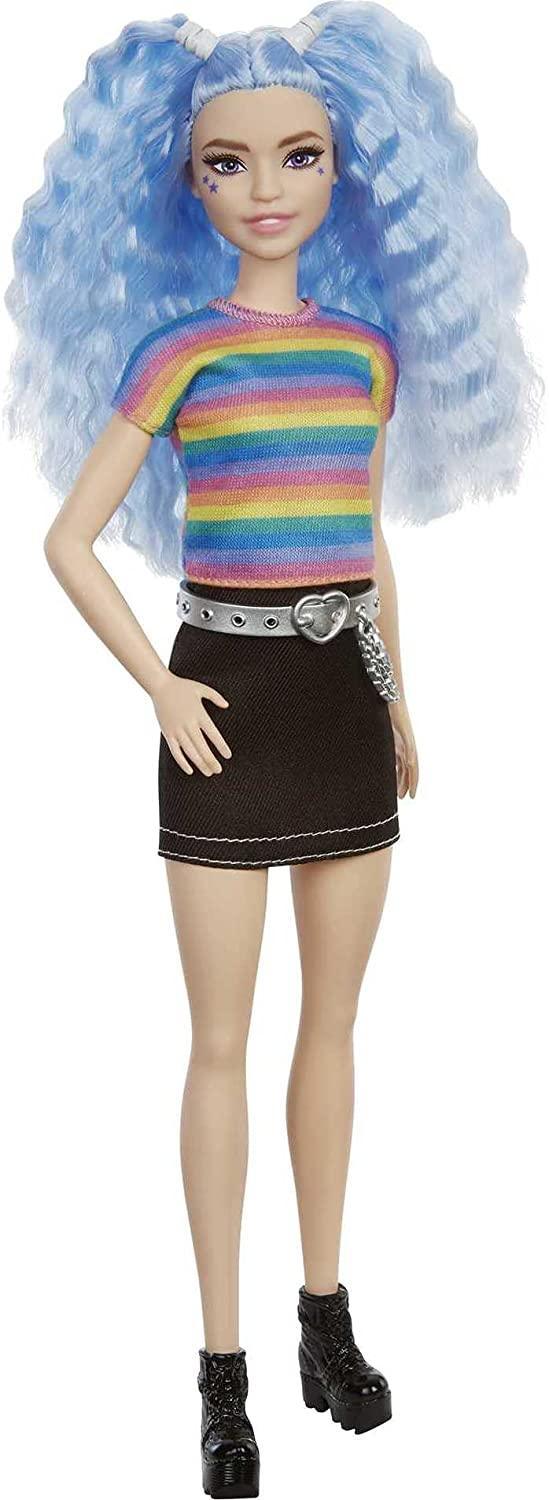 Barbie Fashionistas Doll # 170, Rainbow Striped Top & Black Skirt