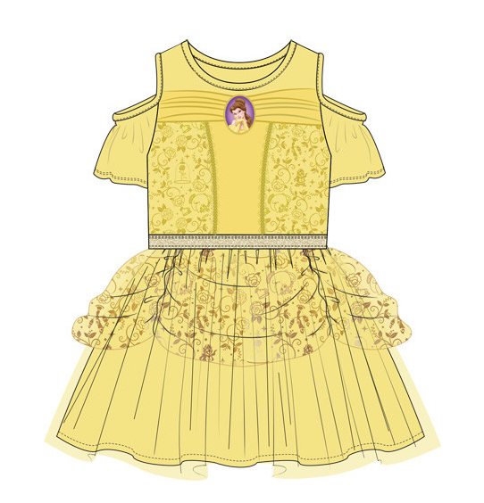 Disney Youth Girl Belle Cosplay Dress Yellow