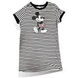 Black and Gray Striped Mickey Mouse Nightgown, Favorite Character Novelty Disney Sleepwear and Night Shirt for Juniors