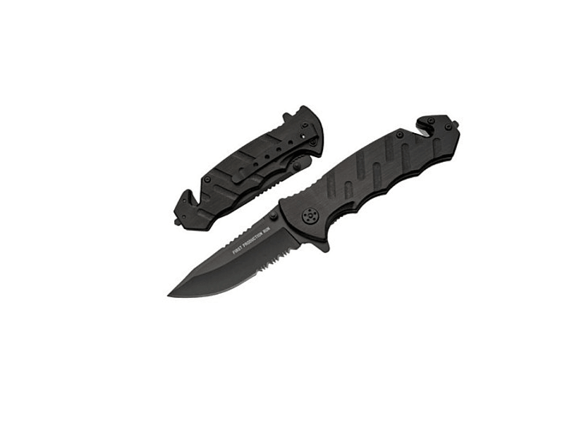 Black Open Folding Knife With Pocket Clip 4"