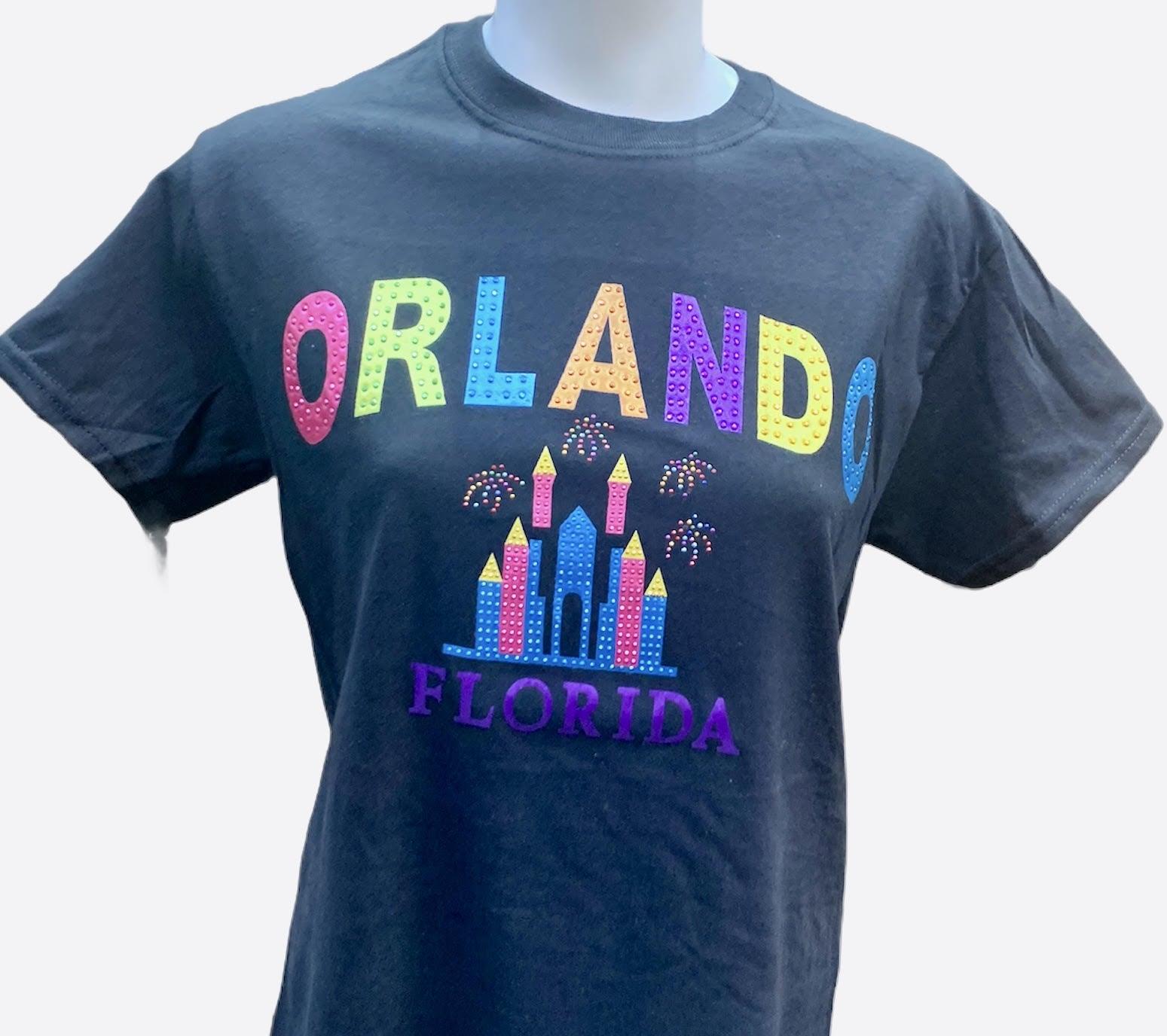 Black Orlando Florida With Stone / Castle T-shirt