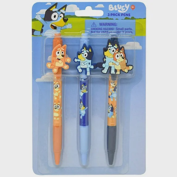 Bluey 3pk Pens with Rubber.