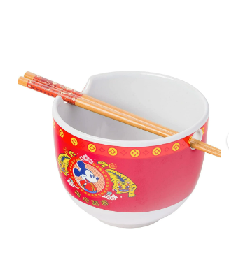 Mickey & Tigers Ceramic Ramen Bowl 20oz w/Chopsticks