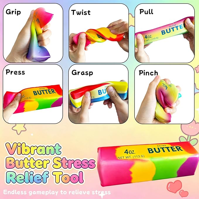 Squishy Rainbow Butter Block 4oz Assrt - 1pc