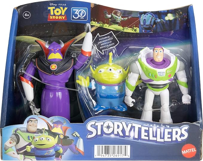 Pixar Storytellers Scale Buzz Lightyear, Zurg & Alien Posable Toys