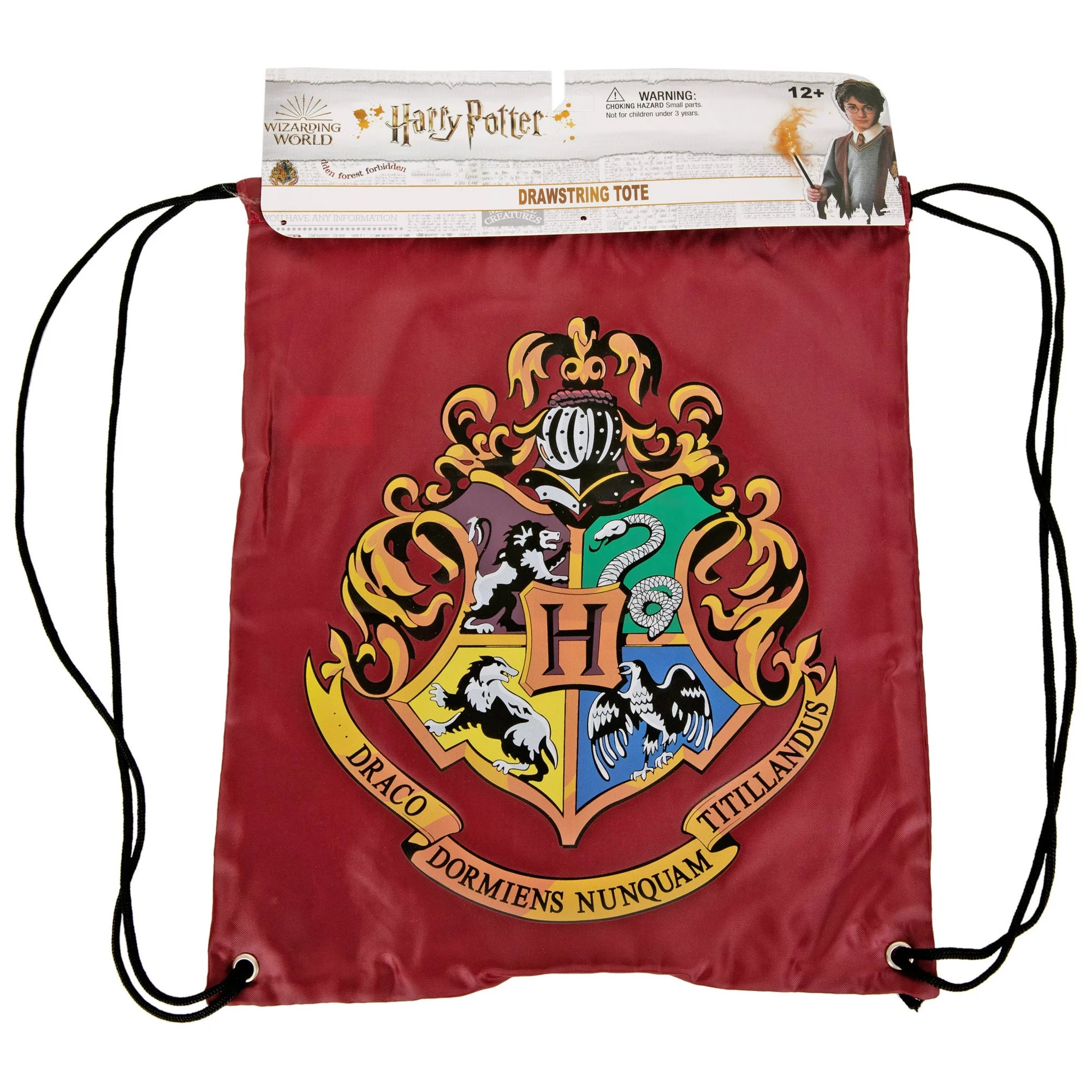 Hogwarts Crest Drawstring Tote Bag Red