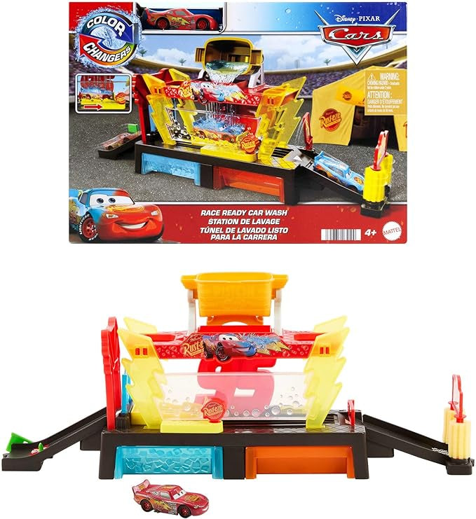 Disney and Pixar Race Ready Car Wash Playset & Color Changing Lightning McQueen