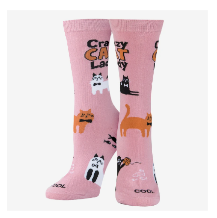 Crazy Cat Lady- Womens Crew Cool Socks
