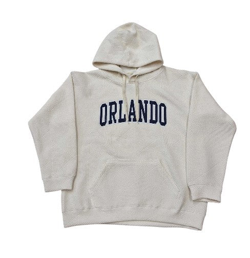 Adult Orlando Cream Hoodie, Navy Applique