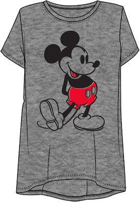 Crew Neck Tee W/Sleeves Gray Mickey Mouse