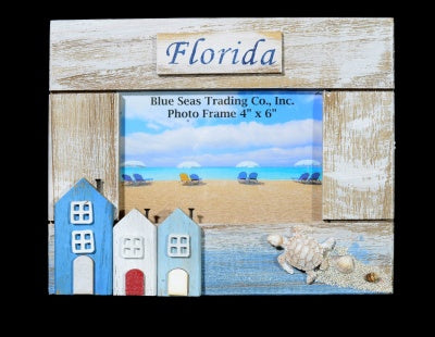 Wooden Photo Frame - Beach Huts and Turtle