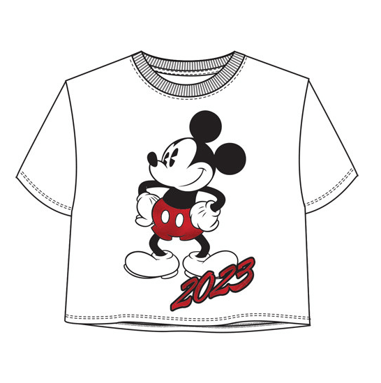 Disney 2023 Mickey Mouse Junior Crop Tee White