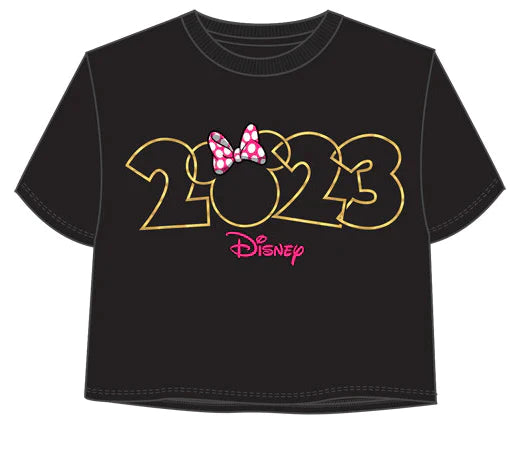 Disney 2023 Minnie Mouse Interlock Juniro Black T-Shirt