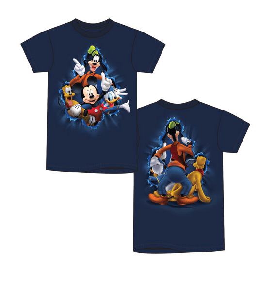 Disney Adult Bursting Mickey Donald Pluto & Goofy Tee