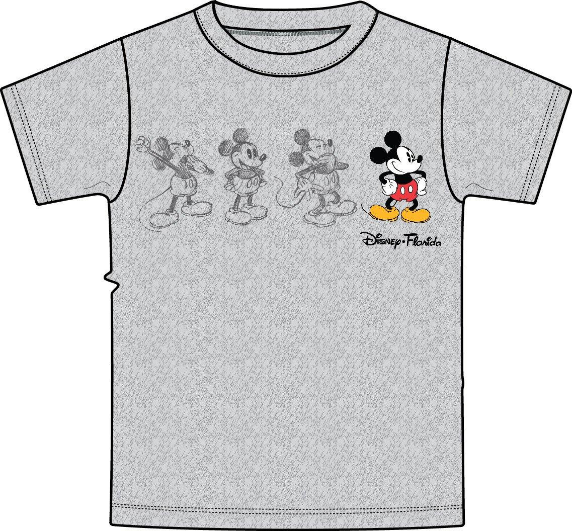 Disney Adult Unisex T Shirt 3 Mickey Sketch
