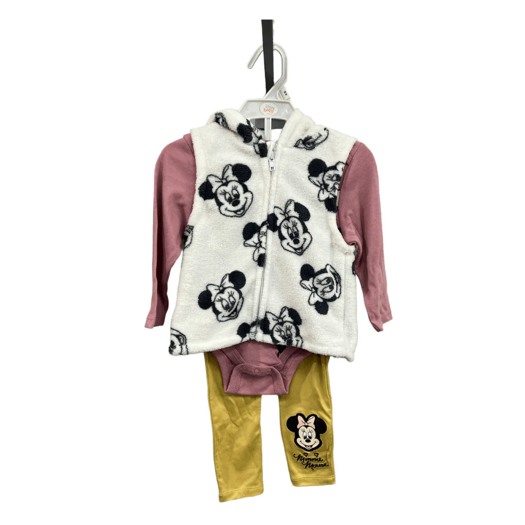 Disney Baby 3Pc Pant Set Minnie Pink and White