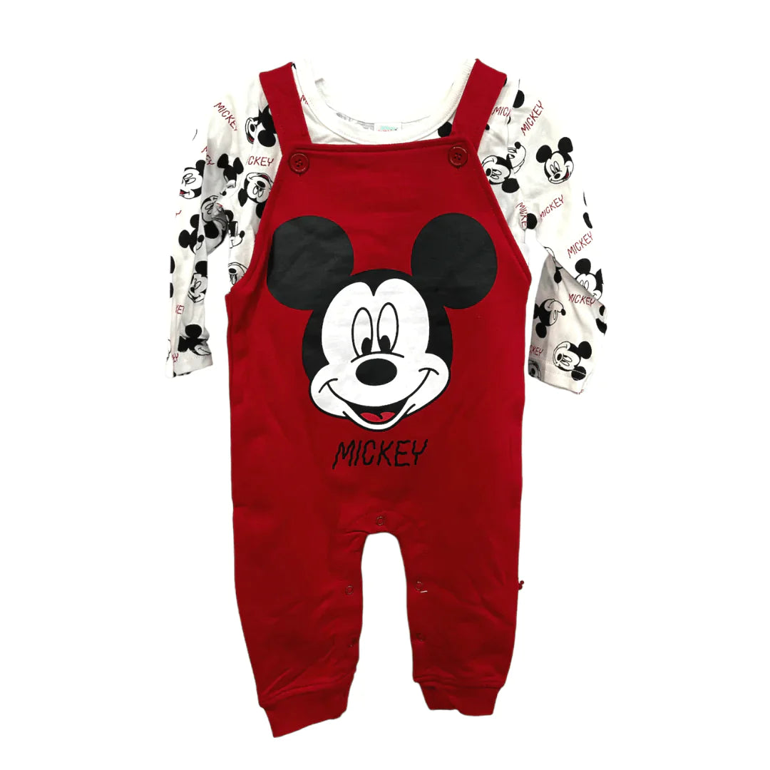 Disney Baby Overall Set Red Mickey Mouse