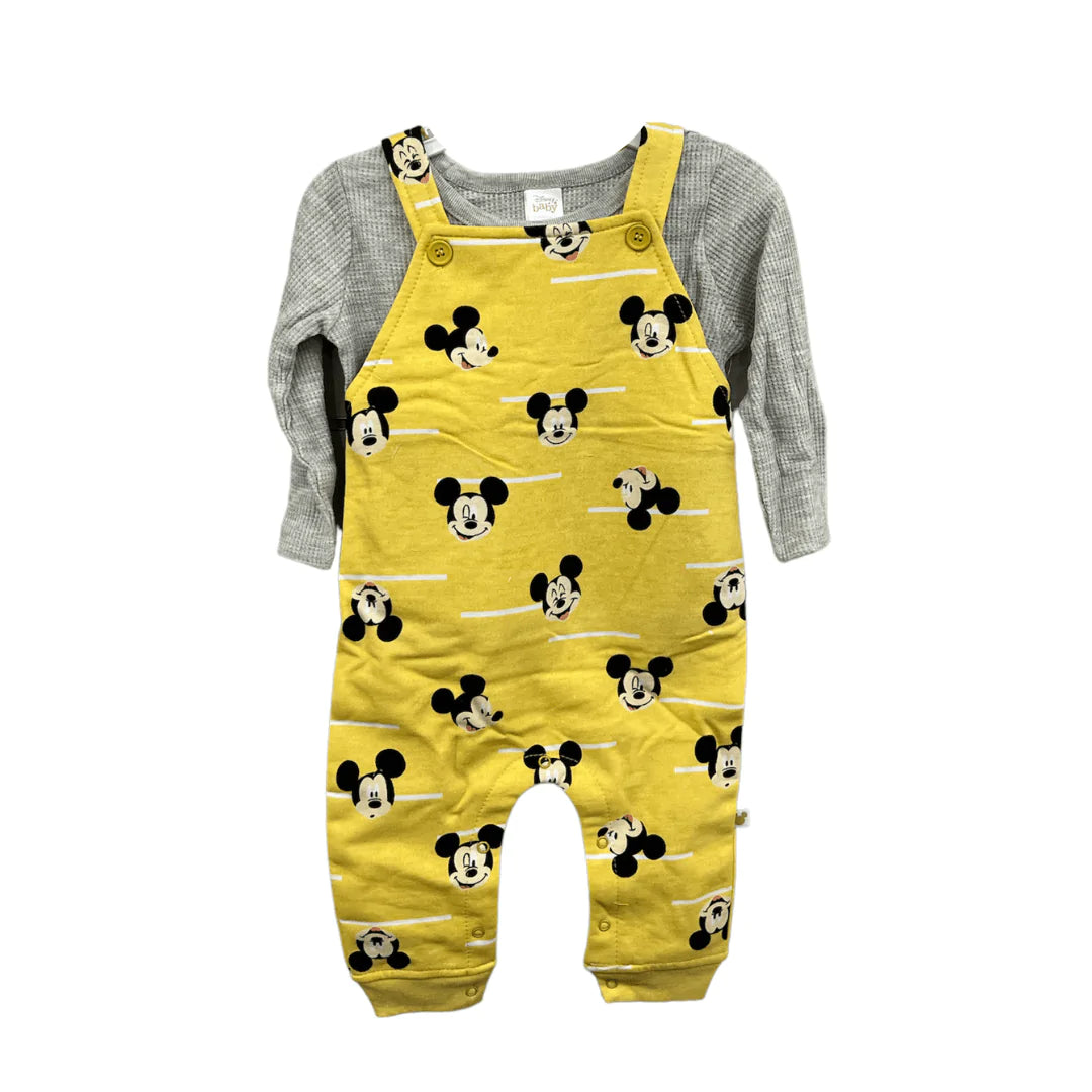 Disney Baby Overall Set Yellow and Grey Mickey