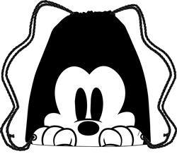 Disney Drawstring Tote Mickey Peeking Black