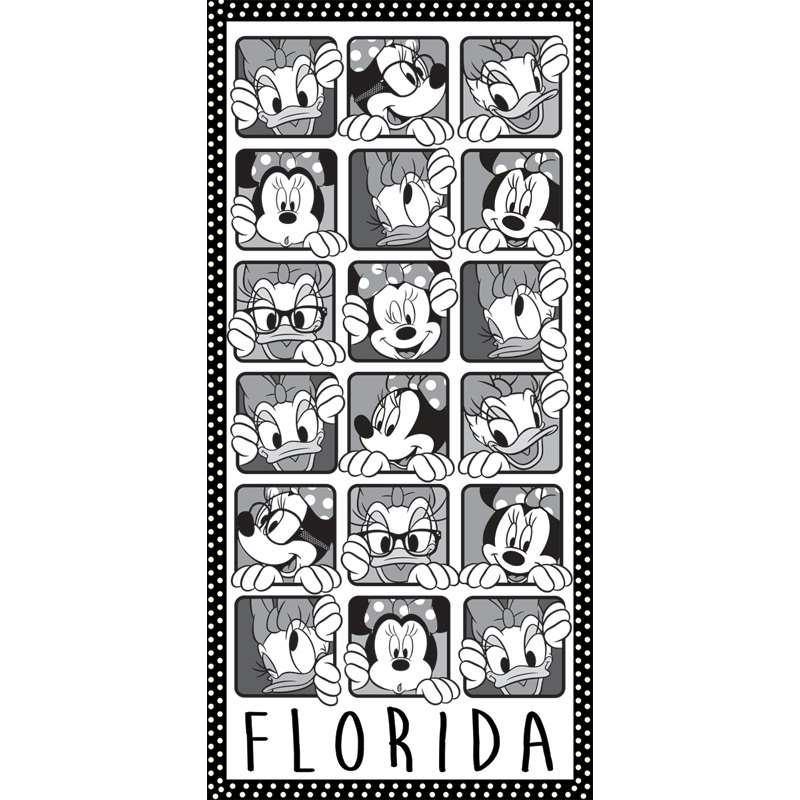 Disney Florida Minnie & Daisy Beach Towel Black & White