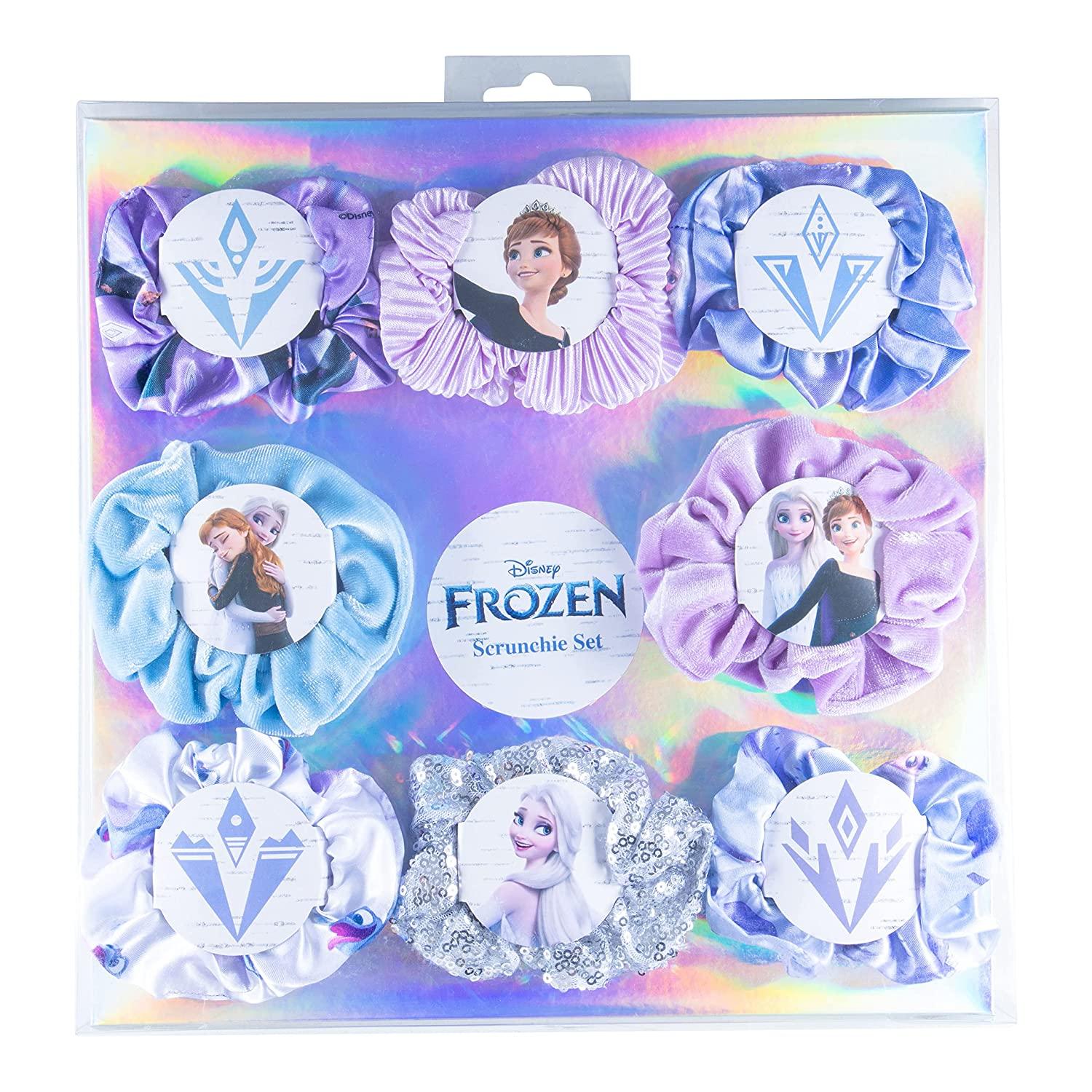 Disney Frozen 8 Pcs Assorted Hair Scrunchies- Hair Ties - Hair Accessories for Girls