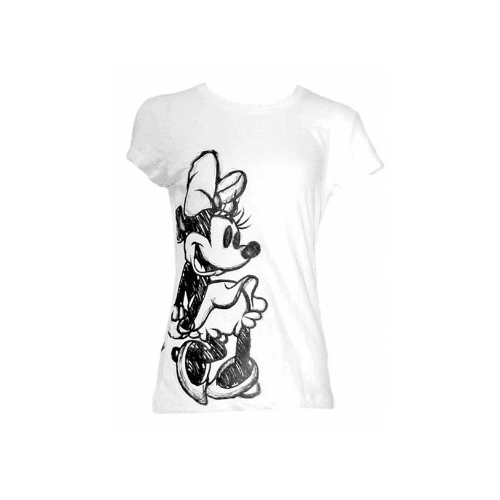Disney Juniors Girls Minnie Mouse Sketch White T-Shirt