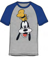 Disney Men's Goofy Happy Face T-Shirt, Blue and Gray