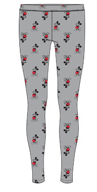 Disney Mickey Mouse AOP Juniors' Stretch Fit Soft Gray Leggings