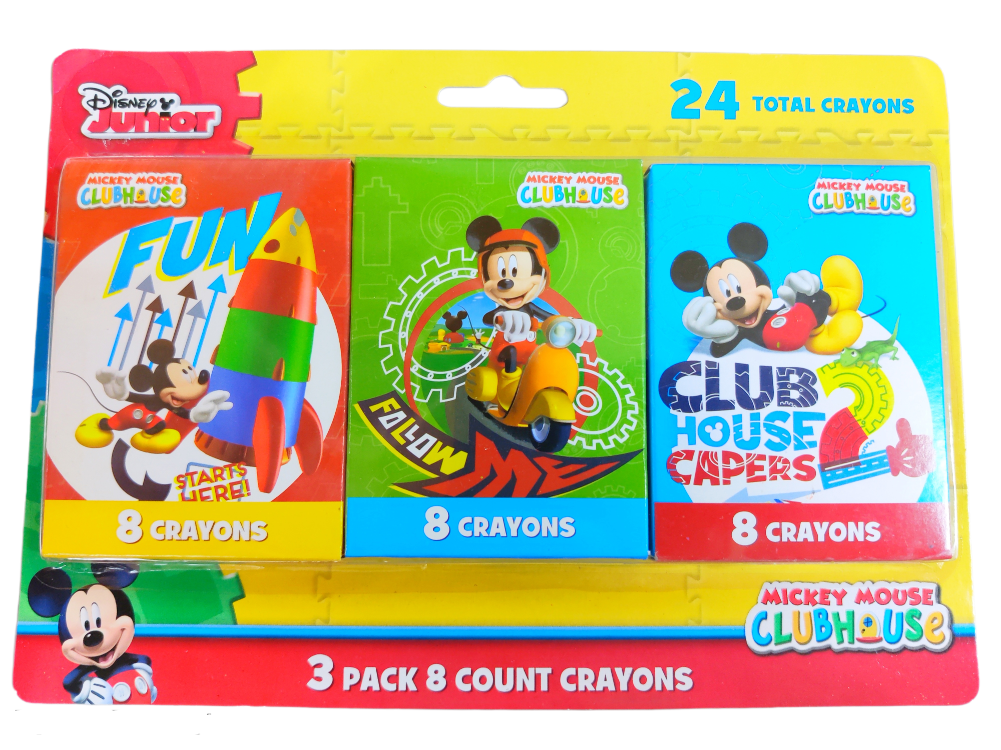 Disney Mickey Mouse Crayons - 3 Packs Of 8 Crayons