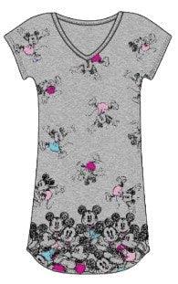 Disney Mickey Mouse Falling Women's Dorm Shirt Gray