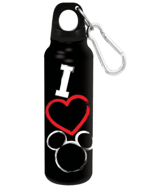 Disney Mickey Mouse Scribble Heart Black Aluminum Water Bottle