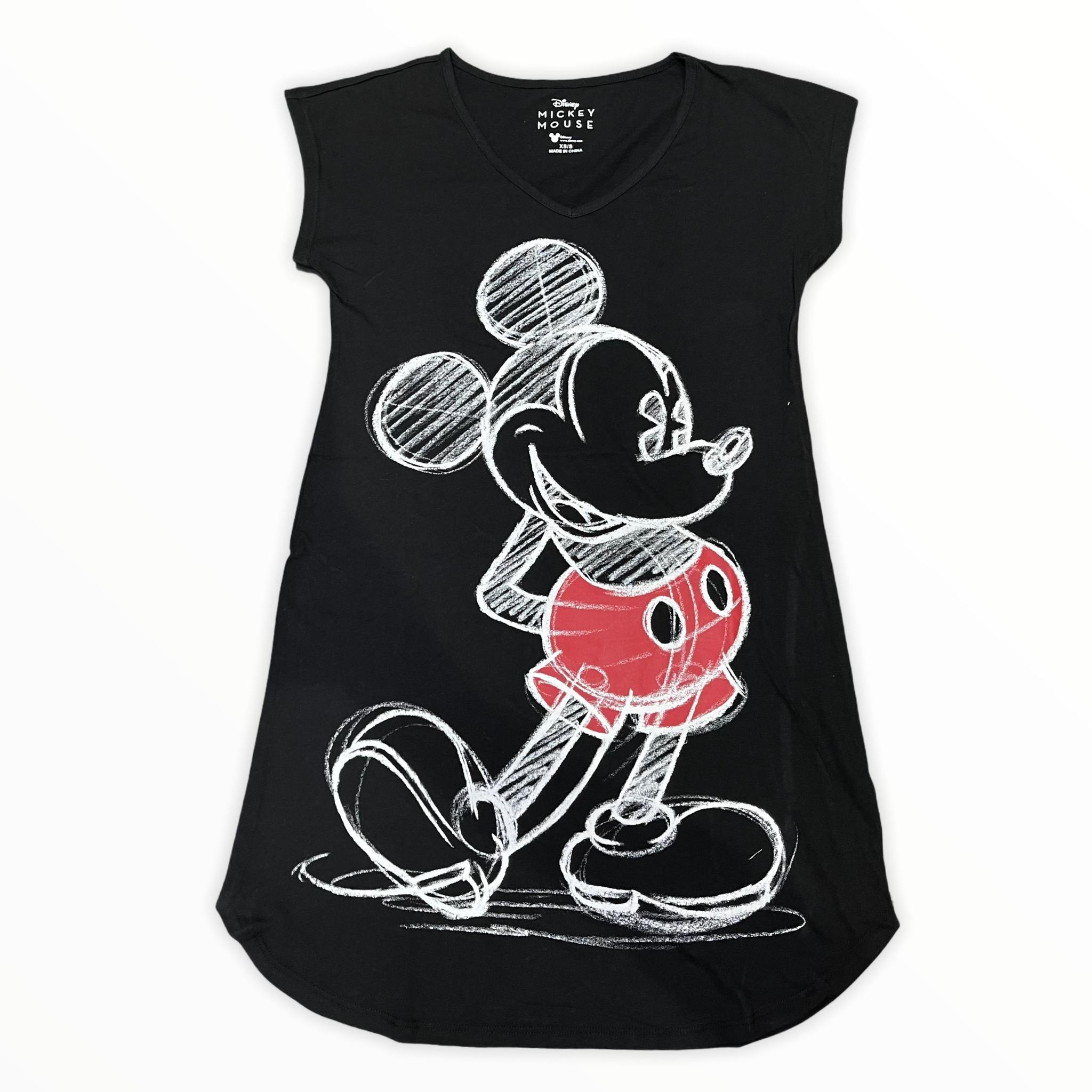 Disney Mickey Mouse Sketch Womens' Black Dorm Shirt