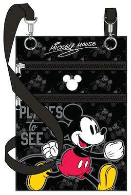 Disney Mickey Mouse Vacation Places to See Crossbody Passport Bag Black