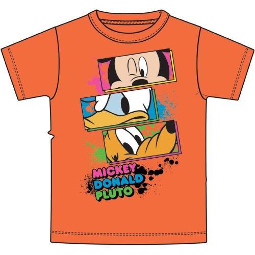 Disney Mickey Pluto Donald Orange Boys Tee