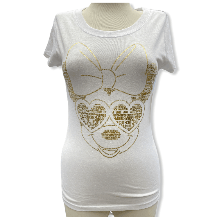 Disney Minnie Junior Fitted T-shirt White with Gold Foil