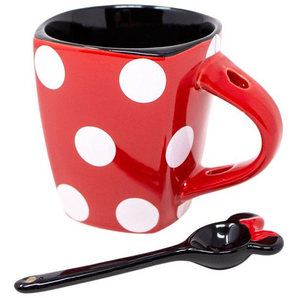 Disney Minnie Mouse Dress Polka Dots 11oz Mug With Spoon