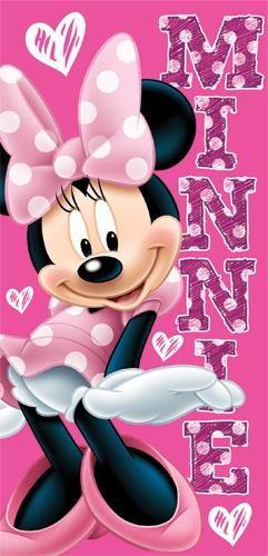 Disney Minnie Mouse Pink Hearts Cotton Beach Towel 28"W x 58"L