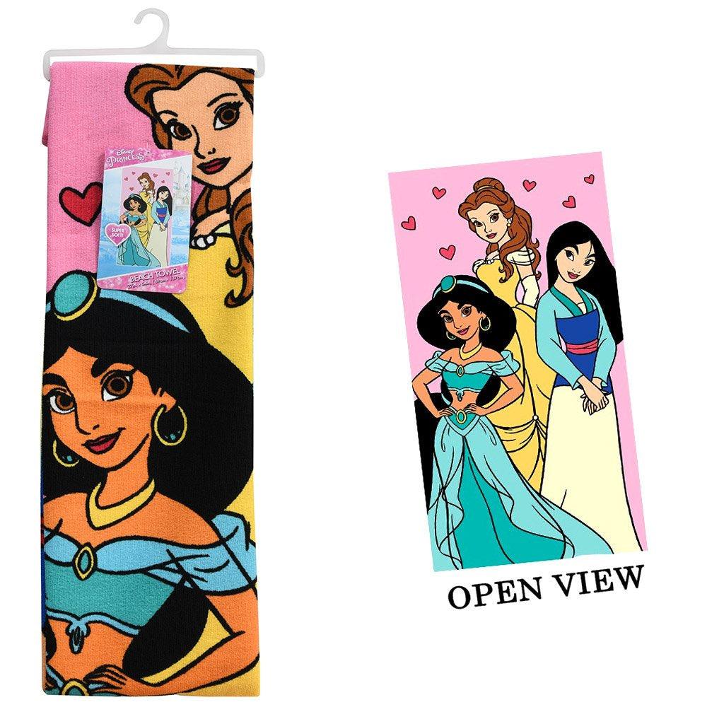 Disney Princesses Belle, Jasmine and Mulan Hearts Beach Towel 27in x 54in