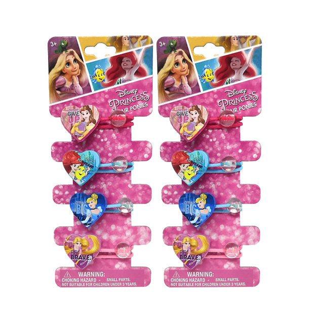 Disney Princesses Heart Shaped Hair Ties Ponies Ariel Belle Cinderella (8-Ct)