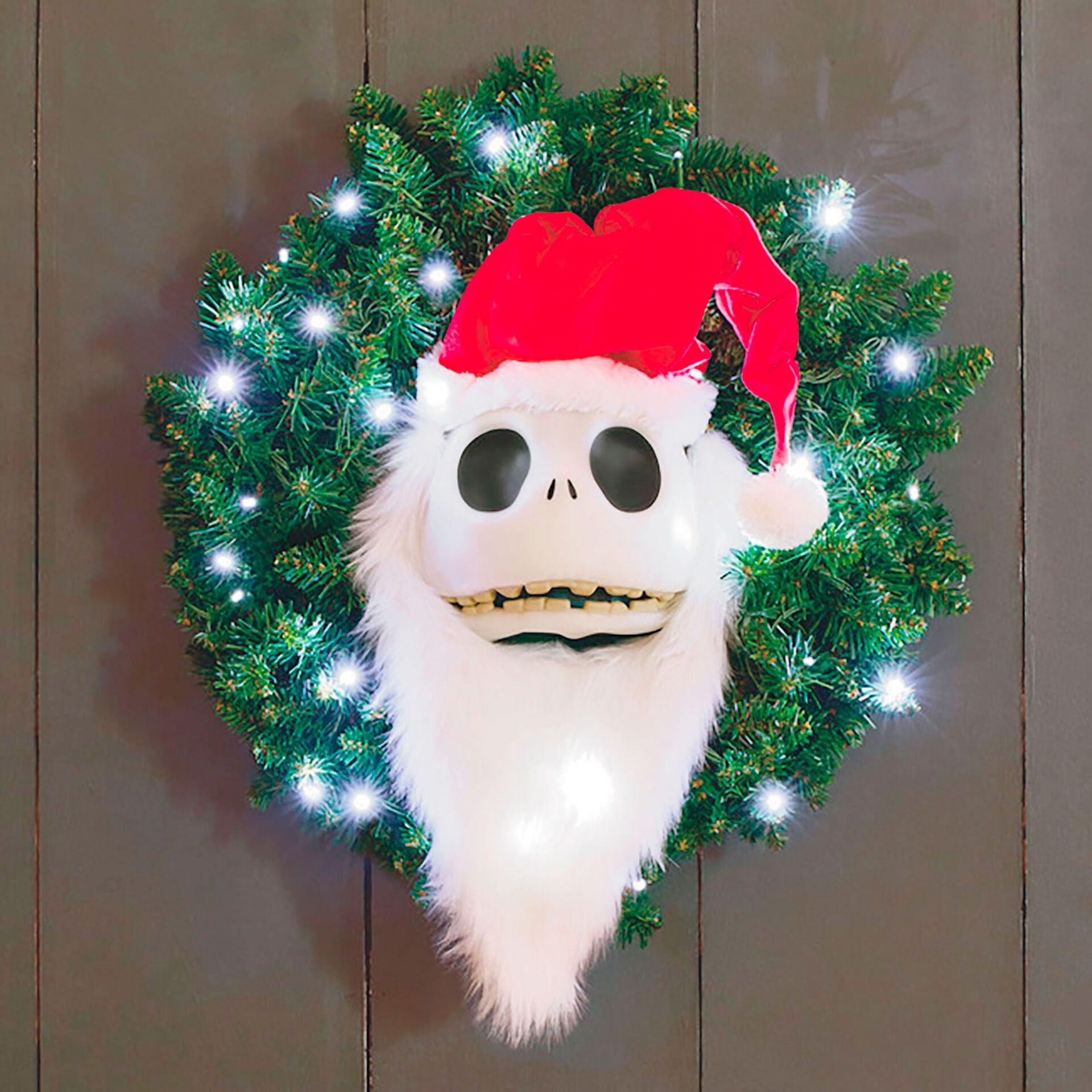 Disney Tim Burton's The Nightmare Before Christmas Jack Skellington Wreath With Light, Sound and Motion, 24"
