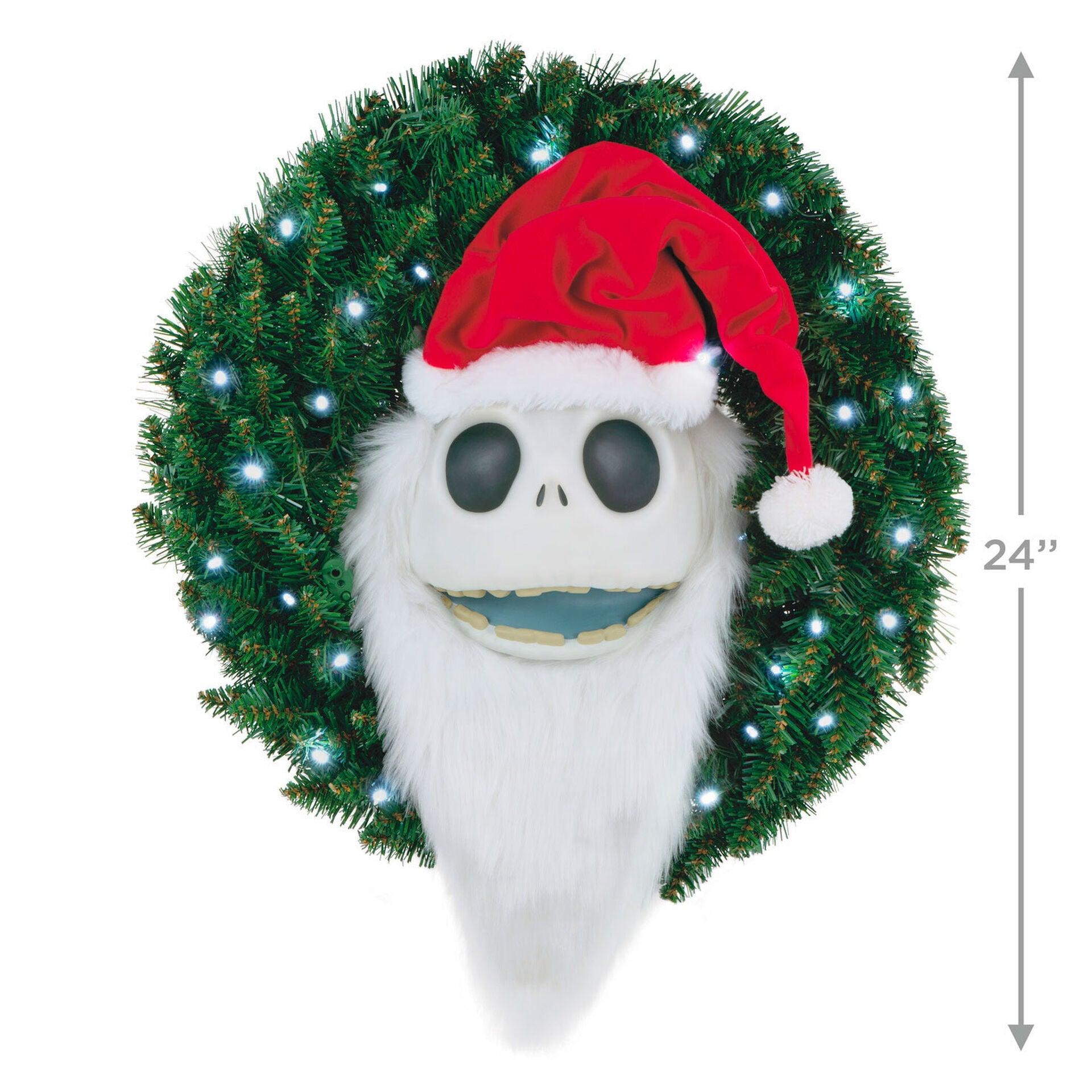 Disney Tim Burton's The Nightmare Before Christmas Jack Skellington Wreath With Light, Sound and Motion, 24"