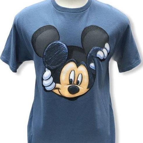 Disney Unisex Blue Peaking Mickey Shirt