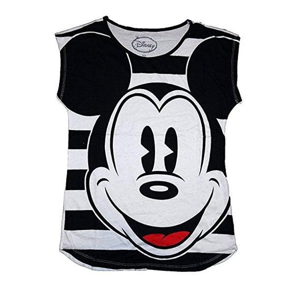 Disney Womens' Classic Mickey Mouse Face Striped P.J. Shirt