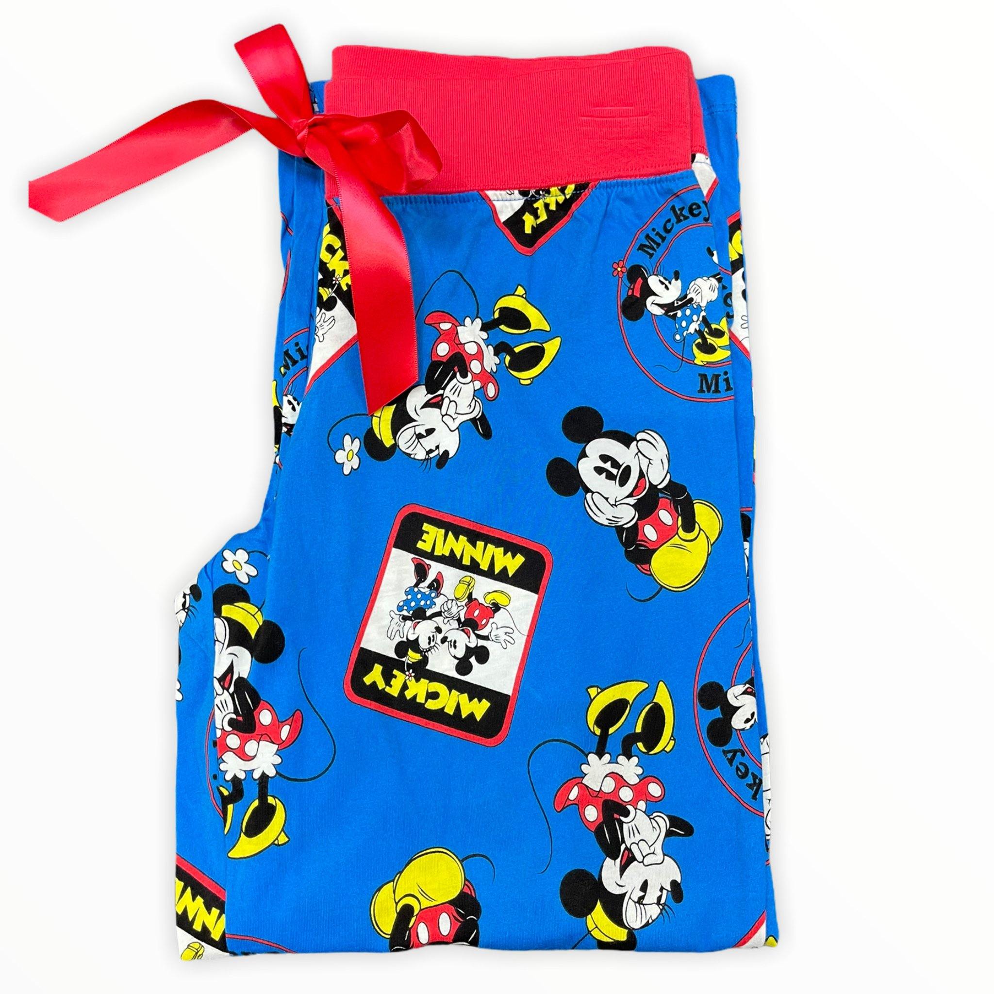 Disney Womens' Mickey and Minnie Pajama Pants - Blue