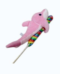 Lollyplush 9" Pink Dolphin Holding 14'' Rainbow Lollipop