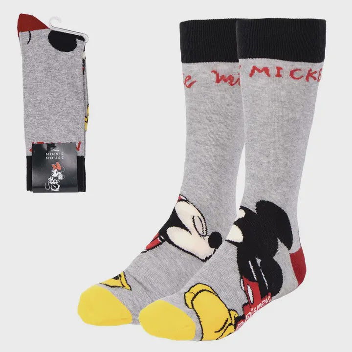 Minnie and Mickey kissing Lovebird Gray Socks 36-42